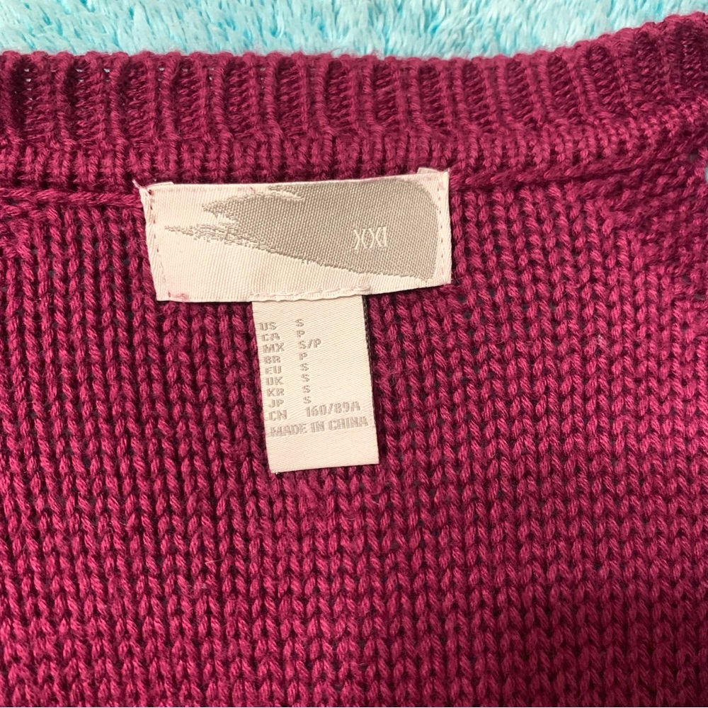 Forever 21 Chunky Burgundy Knit Scoop Neck Sweater Size Small - Picture 3 of 6